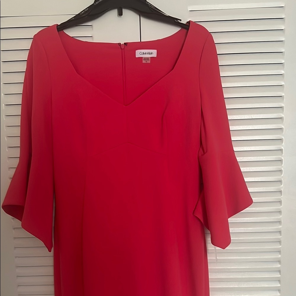 Red Calvin Klein  Dress with flutter sleeves